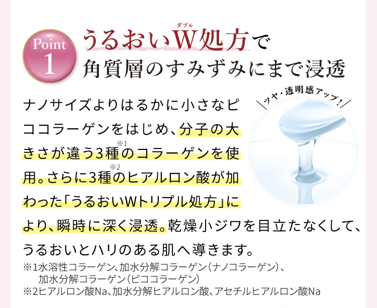 うるおいW処方で角質層のすみずみにまで浸透