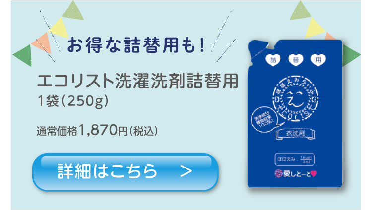 お得な詰替用も！エコリスト洗濯洗剤詰替用 詳細はこちら