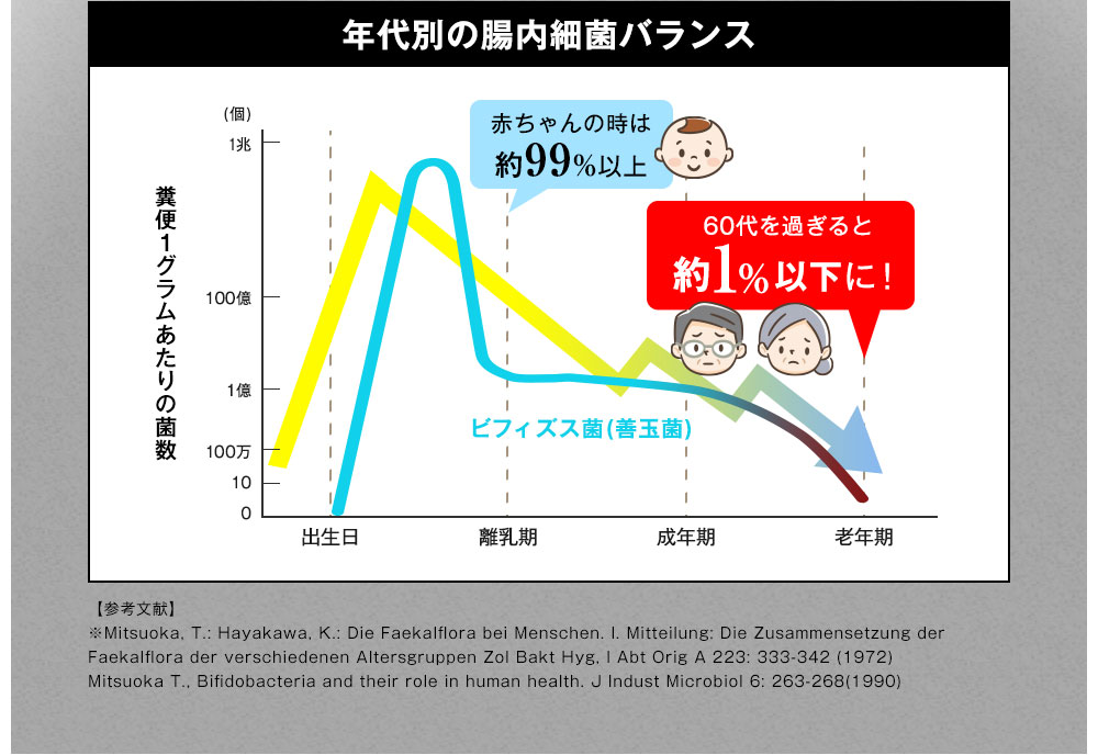 年代別の腸内細菌バランス