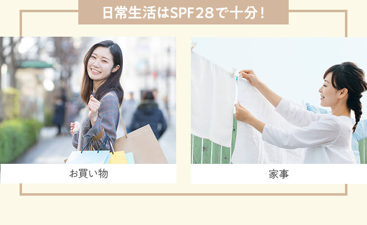 日常生活はSPF28で十分！