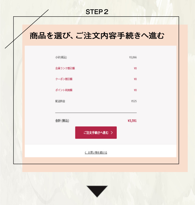 商品を選び、ご注文内容手続きへ進む