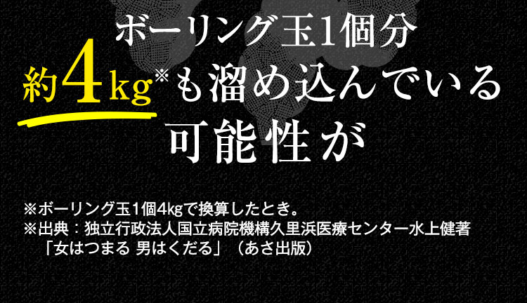 ボーリング玉1個分約4kgも溜め込んでいる可能性が。