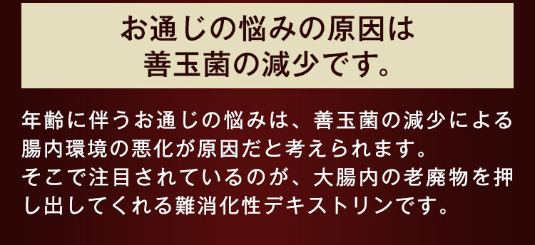 お通じの悩みの原因は善玉菌の減少です。